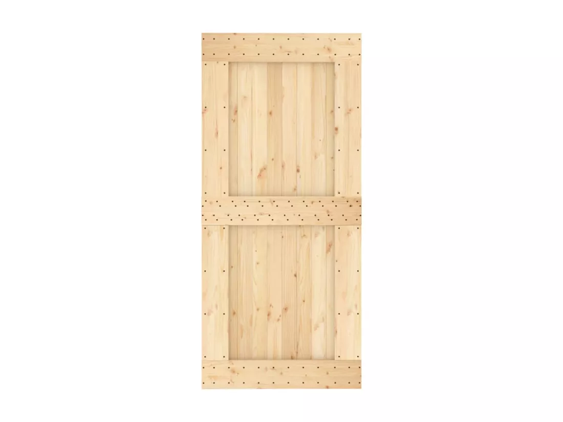 Porte coulissante et kit de quincaillerie 95x210 cm pin massif