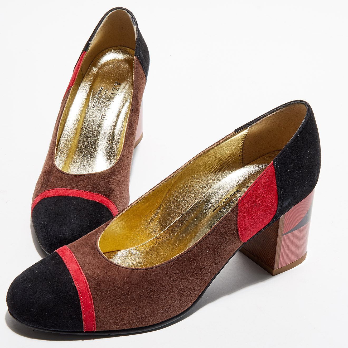 Azurée Cannes Escarpins Radori marron/rouge/noir - Talon 6 cm