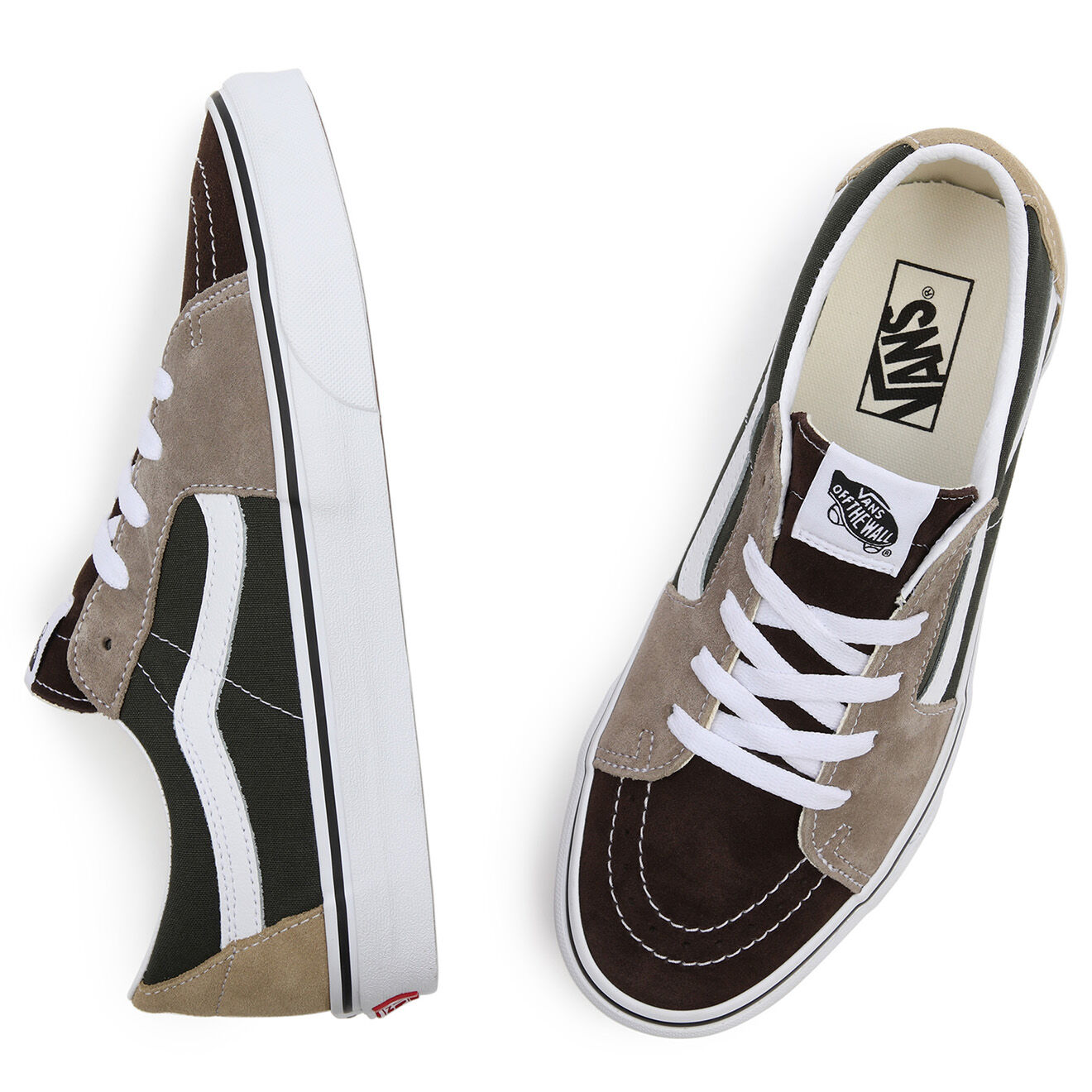 Vans Sneakers en Velours de Cuir & Textile SK8-Low color block beige/marron