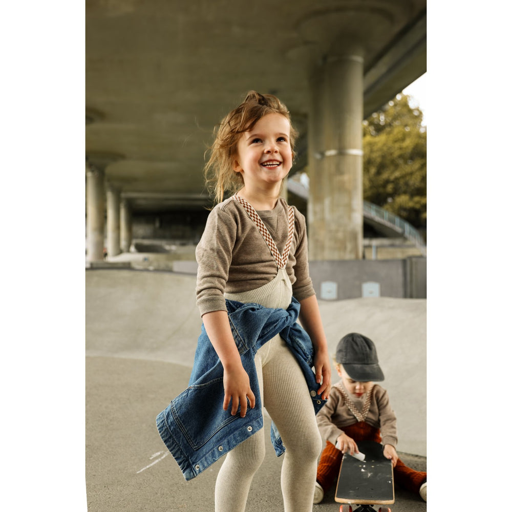 Køb Silly Silas Cream Blend Checked Footless Leggings