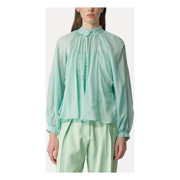 Forte Forte Blouse Bohémienne Voile de Coton et Soie | Aqua
