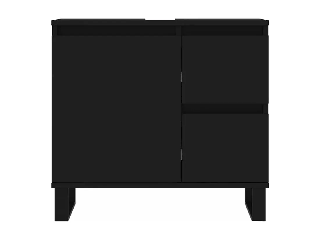 Armoire de salle de bain noir 65x33x60 cm bois d'ingénierie