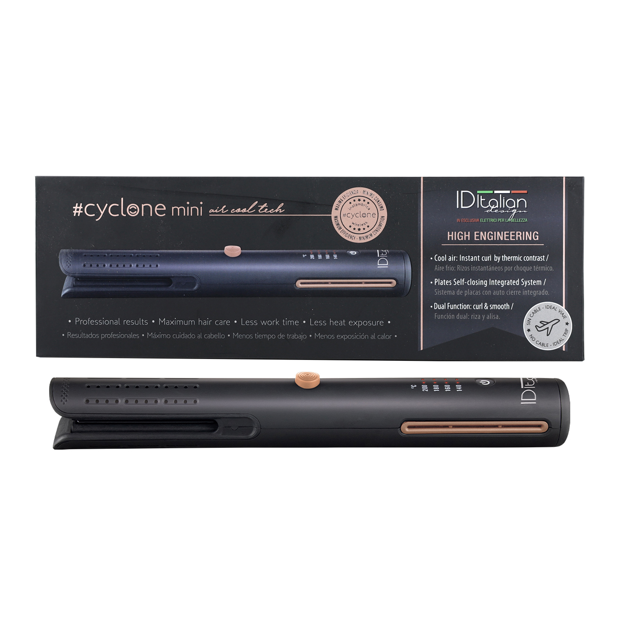 Italian Design Iron Cyclone Air Cool Tech USB Hair straightener