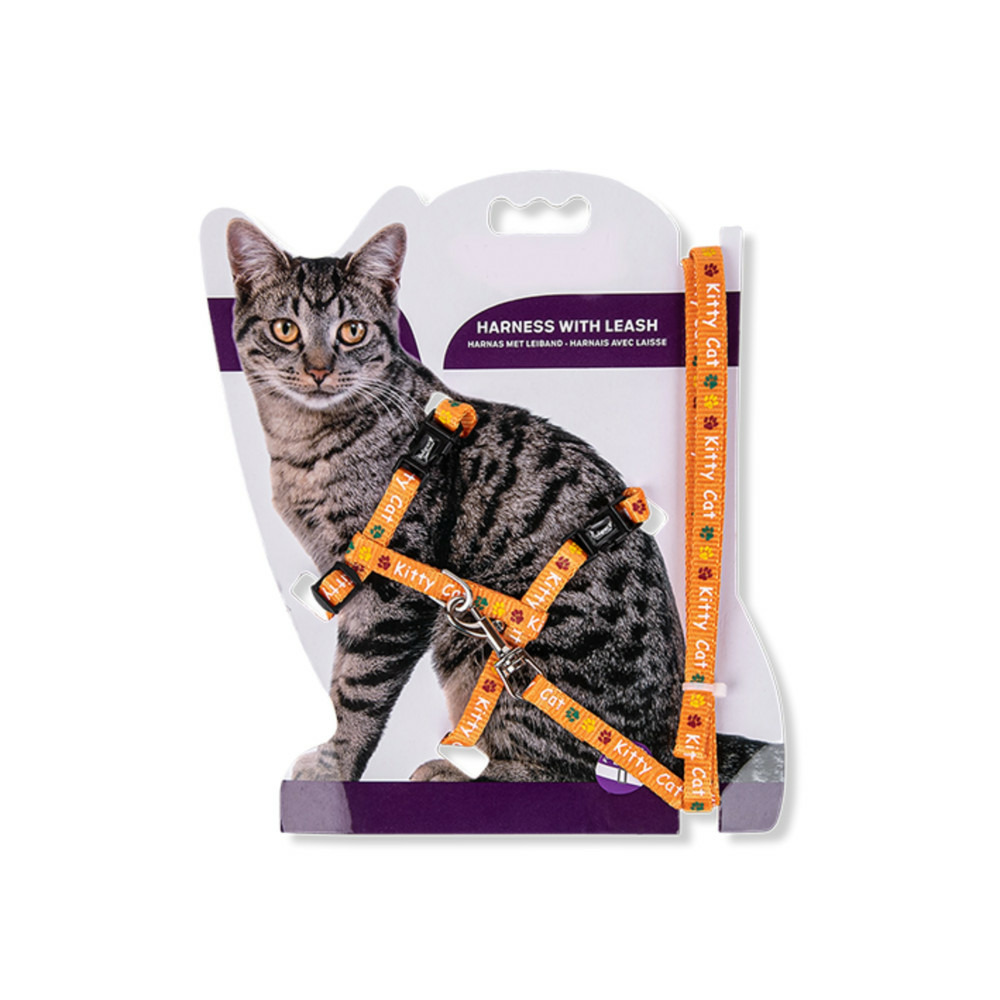 Harnais avec laisse 1.20m. Kitty cat orange. Pour chaton.