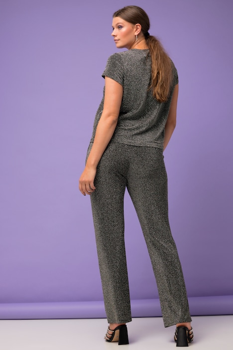 Hose, Wide Legs, Metallic-Glitter, Elastikbund