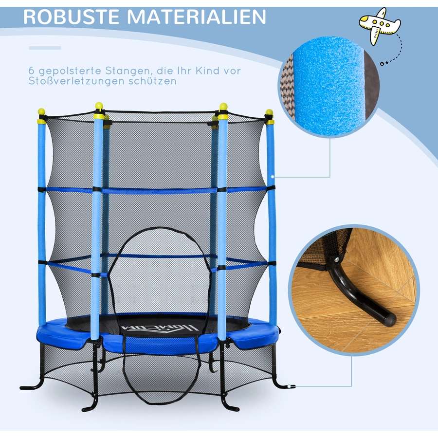 HOMCOM Trampolin mit Sicherheitsnetz blau