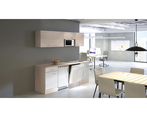 Flex Well keukenblok met apparatuur Samoa 210 cm wit sonoma eiken mat gedemonteerde variant omkeerbaar 00011949