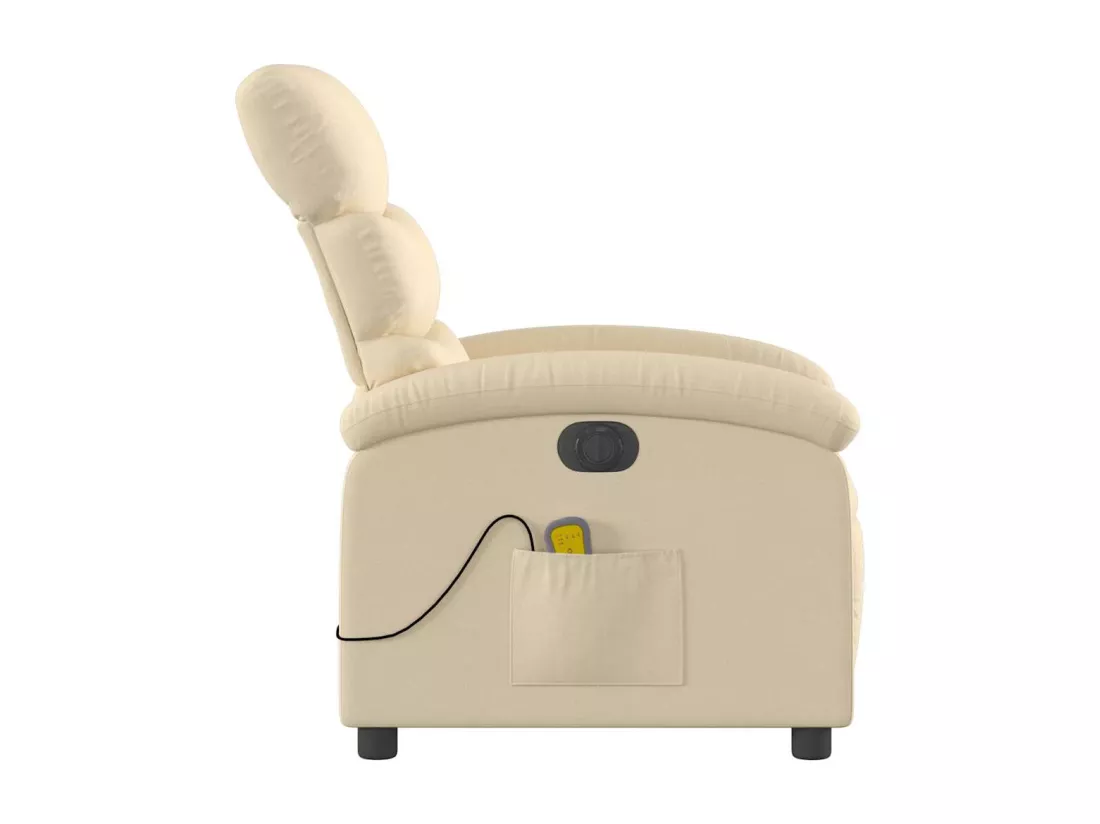 Fauteuil inclinable massant électrique crème tissu