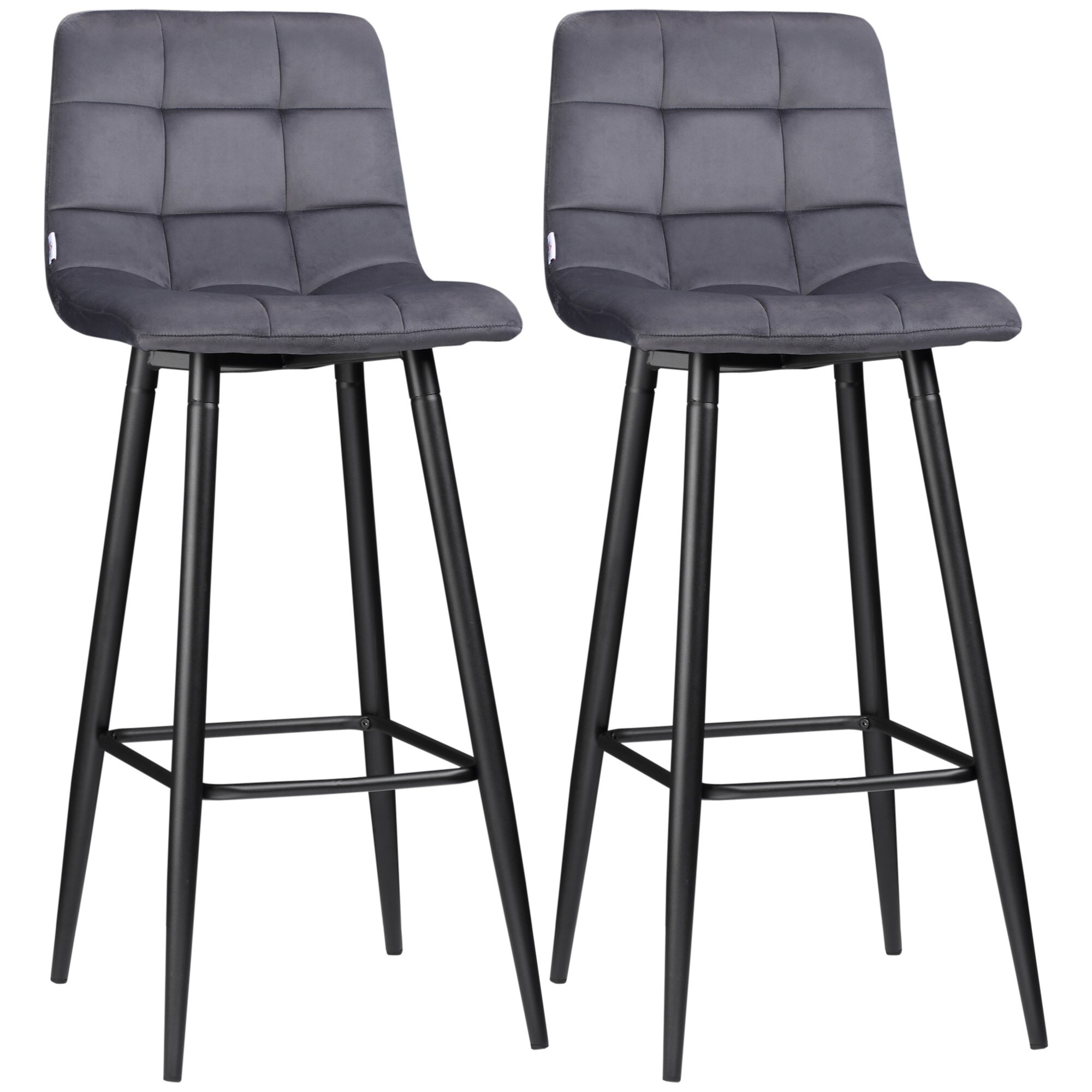 HOMCOM Barhocker-Set mit Fußstütze grau 42L x 47B x 105H cm