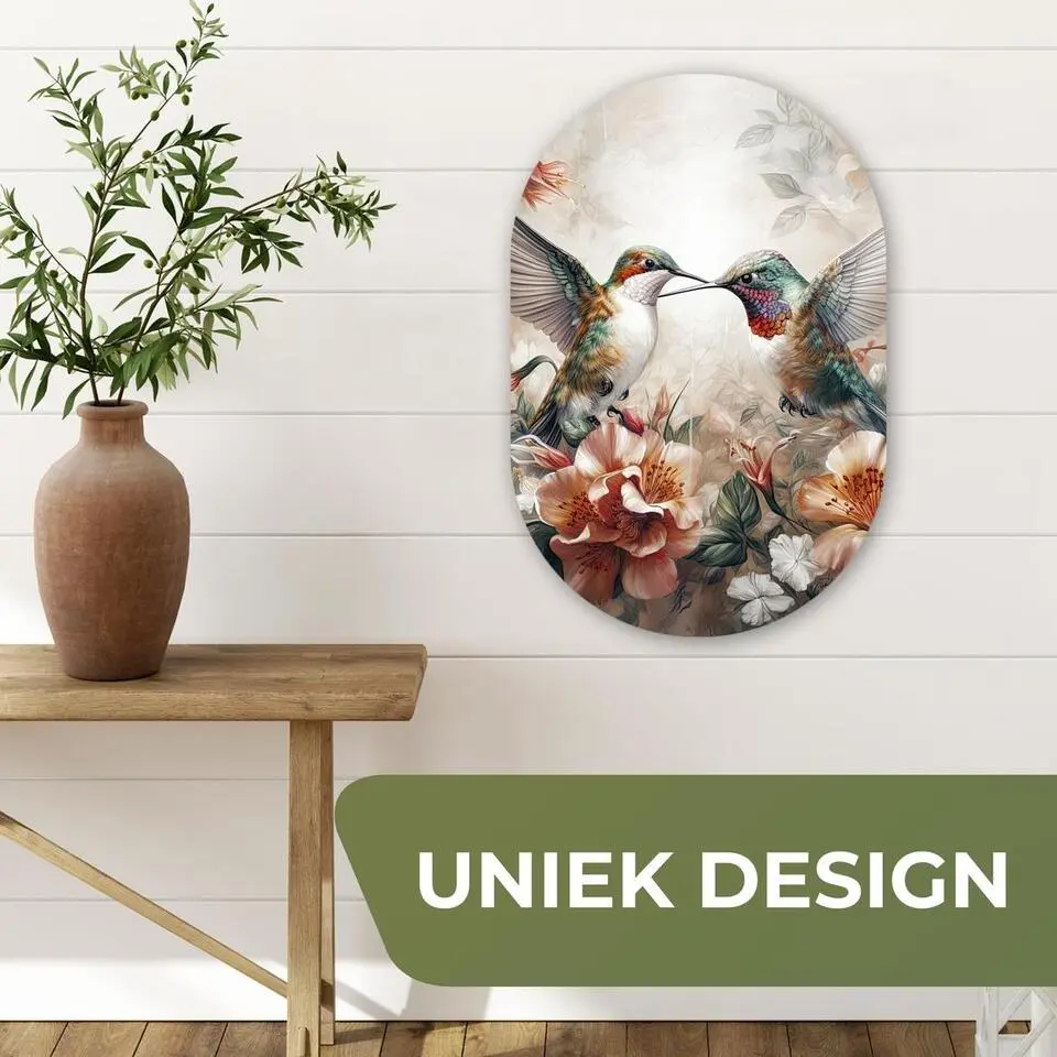 MuchoWow Wand decoratie 40x60cm Kolibrie Vogels Bloemen