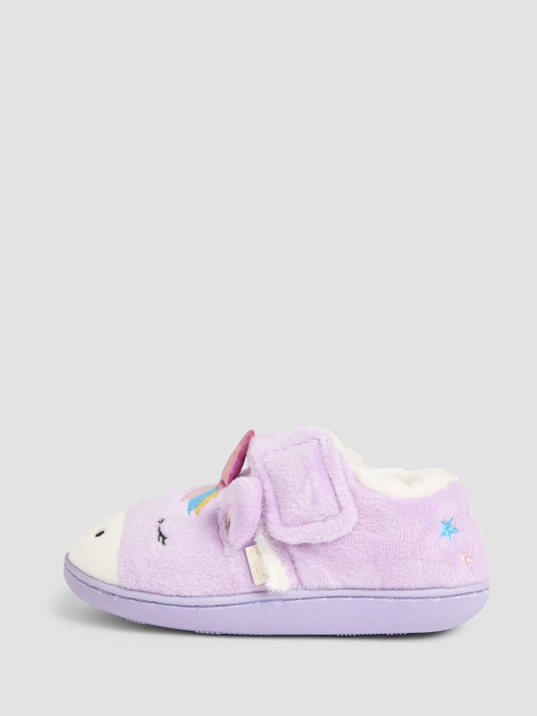 Lila met eenhoornprint - JoJo Maman Bébé - Pantoffelschoenen met eenhoorn