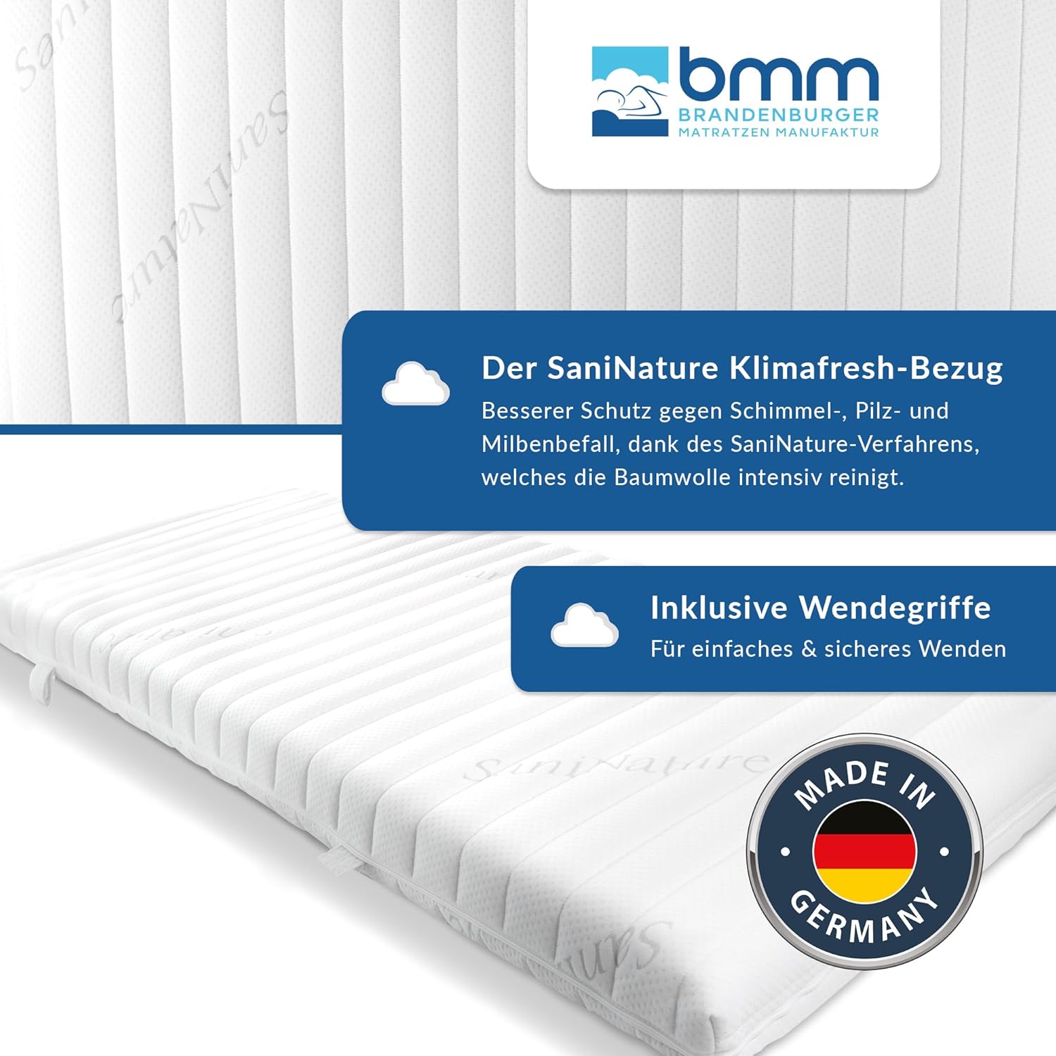 BMM Kindermatratze UpMat 90x200cm H2 für Hochbetten/Kaltschaummatratze Öko-Tex Zertifiziert/für alle gängigen Hoch-Betten/Matratzen produziert in Deutschland
