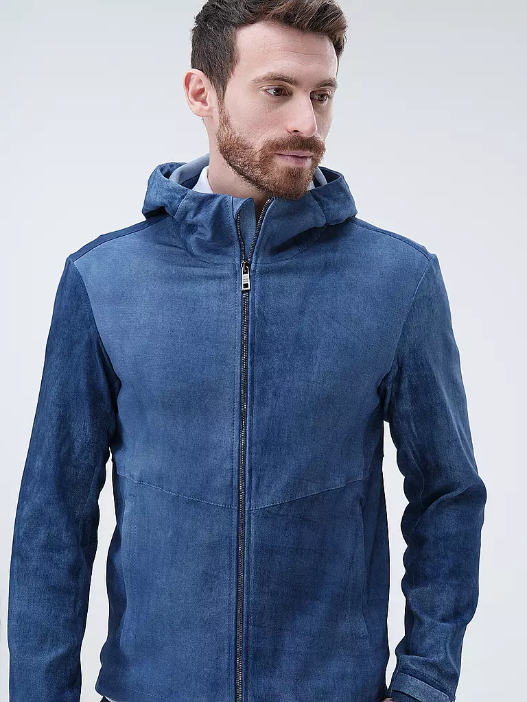 GIORGIO BRATO Lederjacke blau