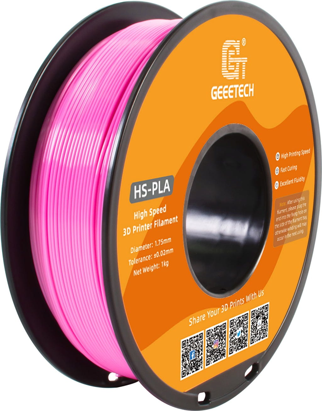 GEEETECH  HS-PLA Pink, 1,75 mm / 1000 g    Das Filament für Top-Leistung &  blitzschnelle Ergebnisse in Pink