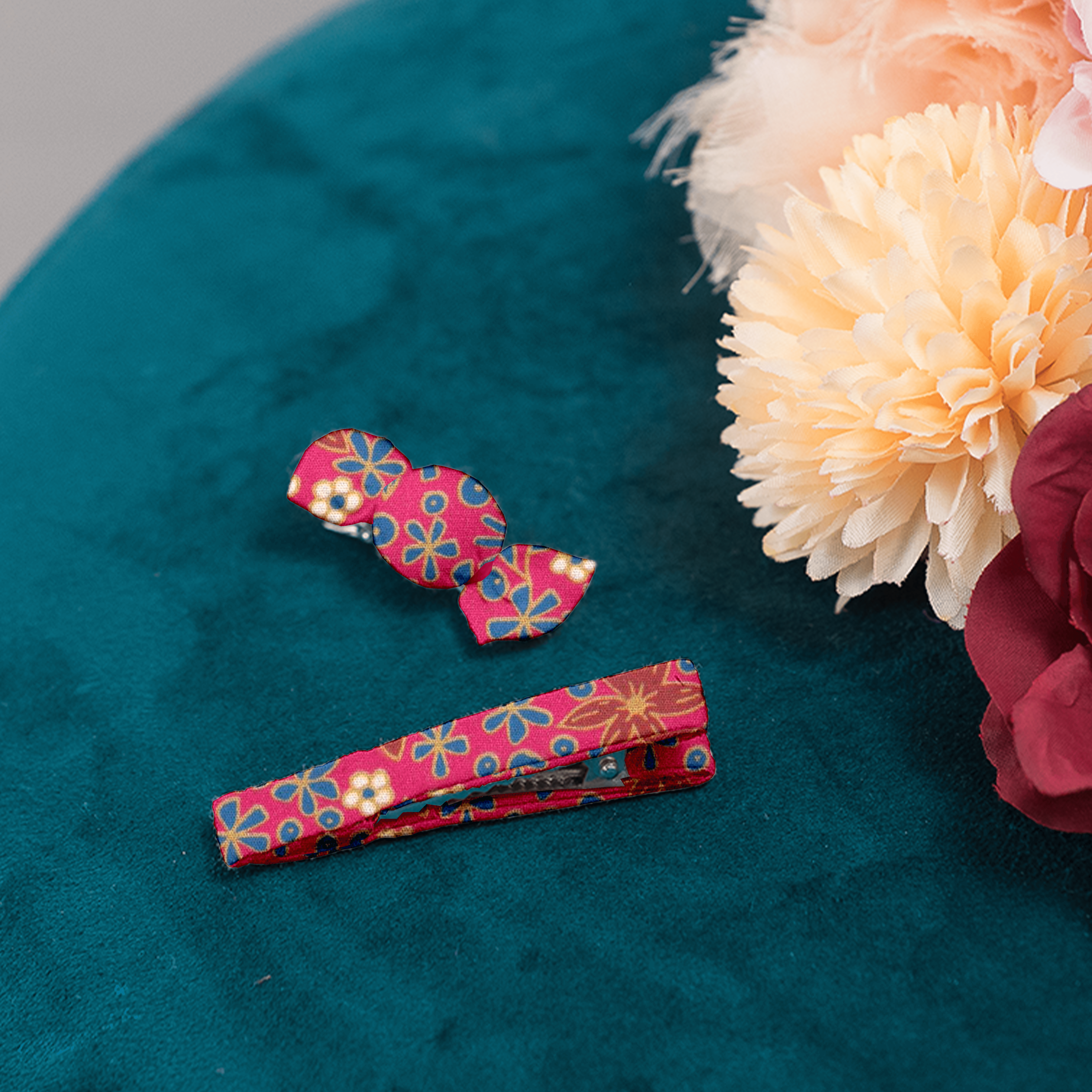 Barrette Croco Tissu Badiane Framboise