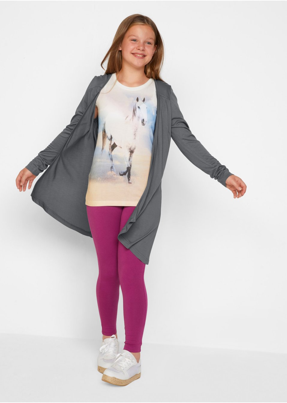 T-shirt + cardigan + legging fille (Ens. 3 pces.)
