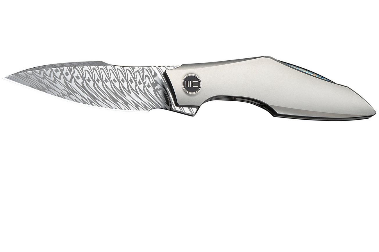 WE Knife Krait Snake WE24084-DS1 Fafnir Damasteel, Gray Titanium, Flamed Hardware, zakmes, Tashi Bharucha design
