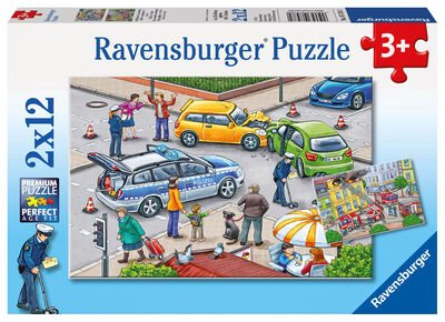 Ravensburger Puslespill Blålys på Vei 2x12 Brikker