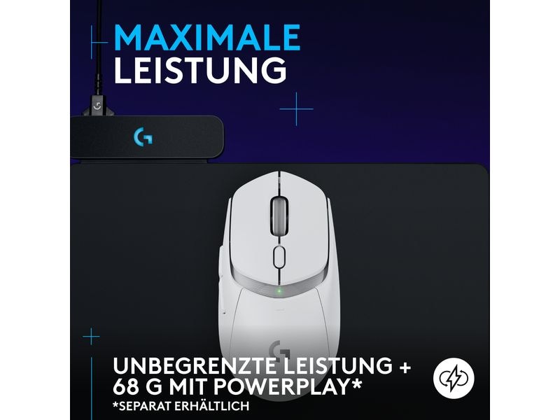 Logitech Gaming-Maus G309 Lightspeed Weiss Kabellose Gaming-Maus mit Lightspeed Wireless und Bluetooth Verbindung