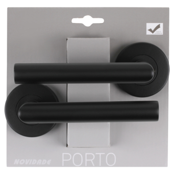 Novidade deurkrukset Porto rond rozet zwart RVS
