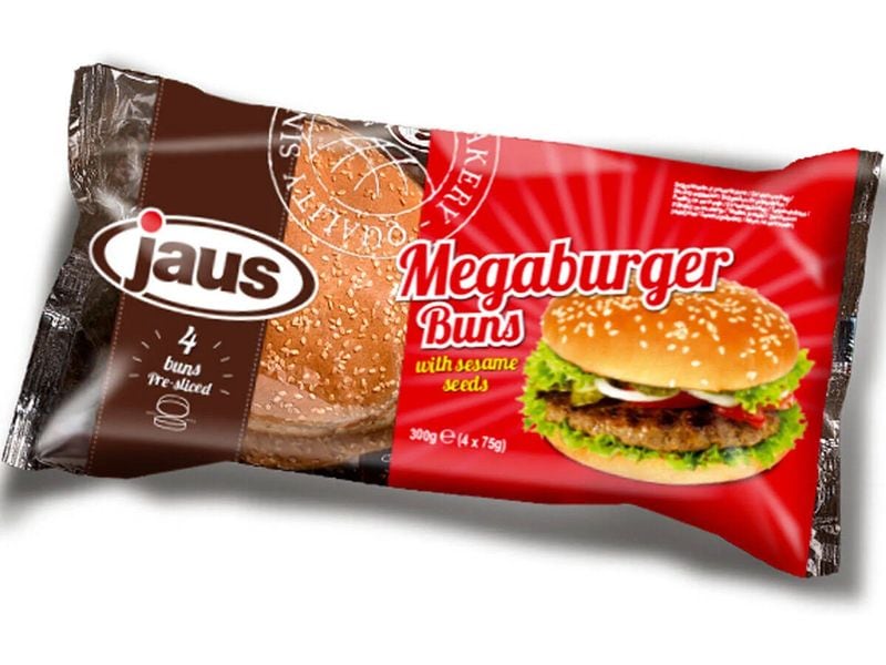 jaus Megaburger Buns 4 Stück 300 g Vorgeschnittene Burgerbrötchen mit Sesam