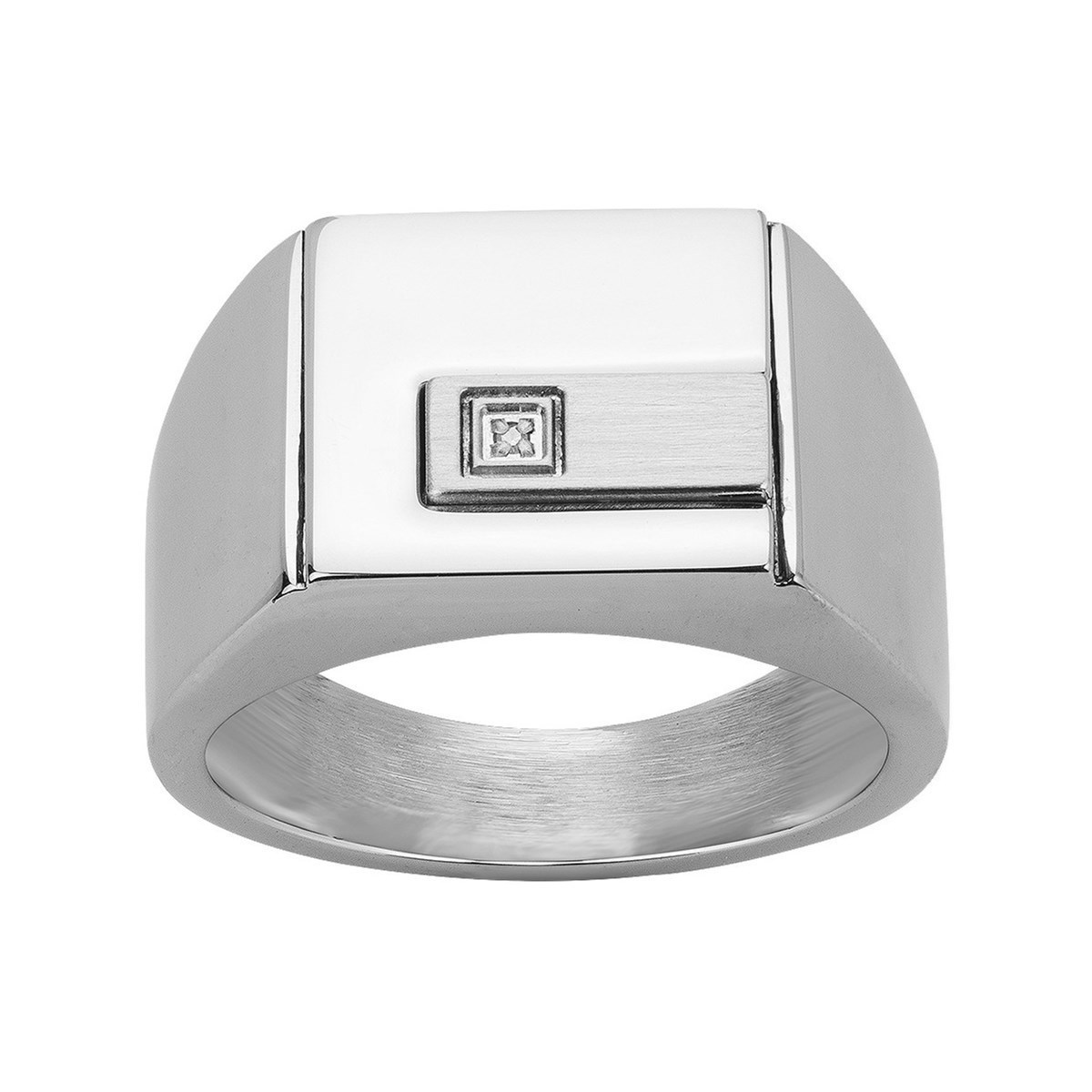 Bague en Acier 316L et diamant - blanc brillant