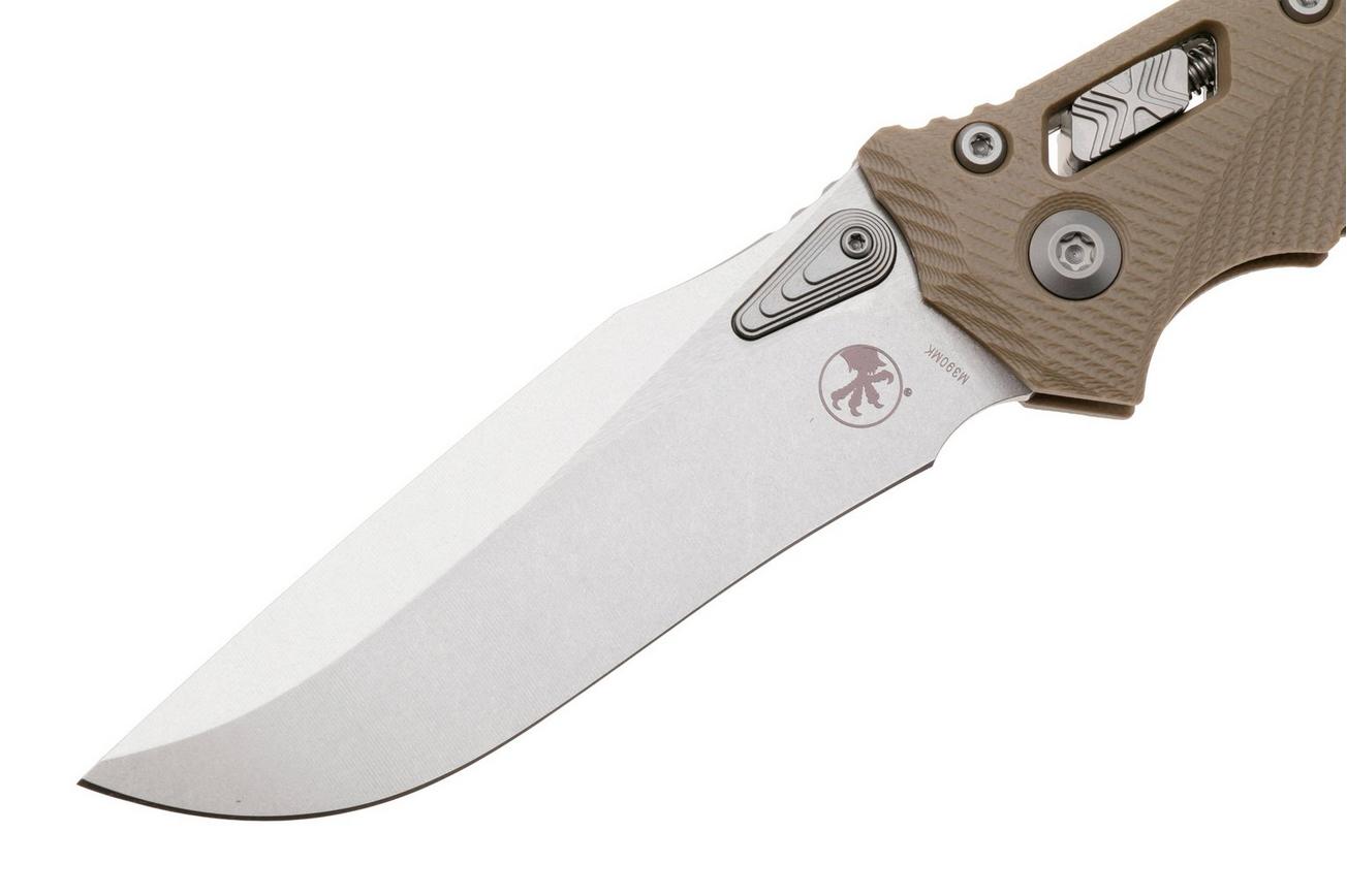 Microtech Amphibian 137RL-10FLGTTA, Stonewashed M390MK, Fluted Tan G-10 zakmes