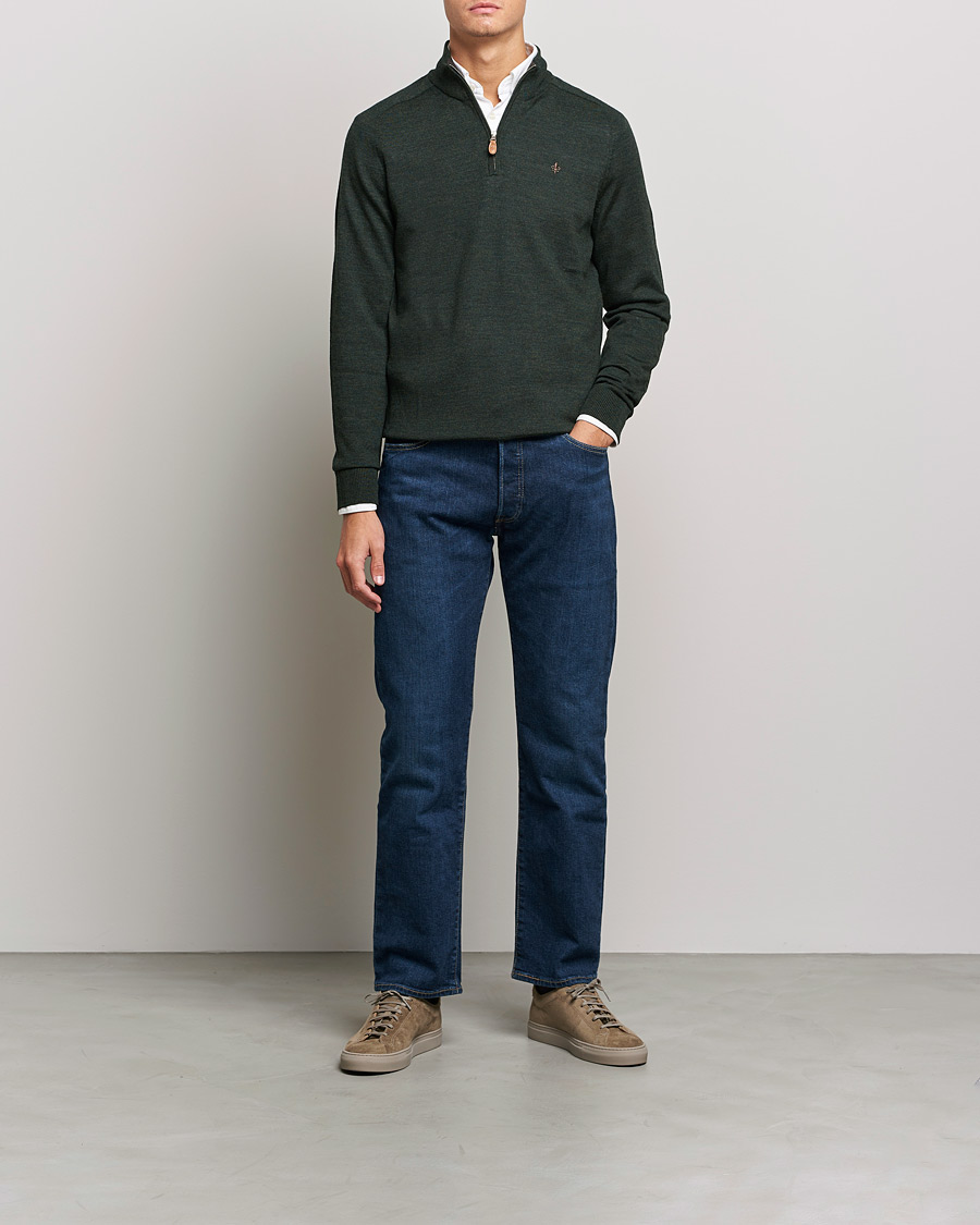 Morris John Merino Half Zip Olive