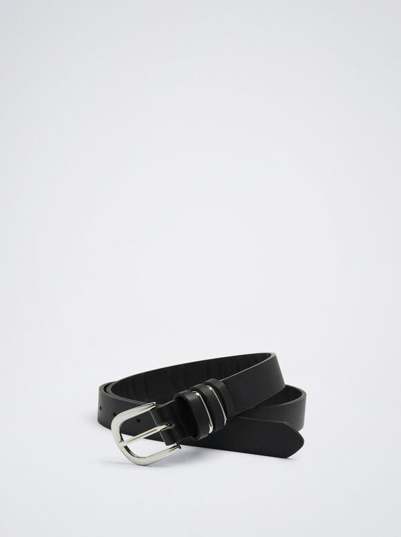 Cinto liso com fivela - Preto