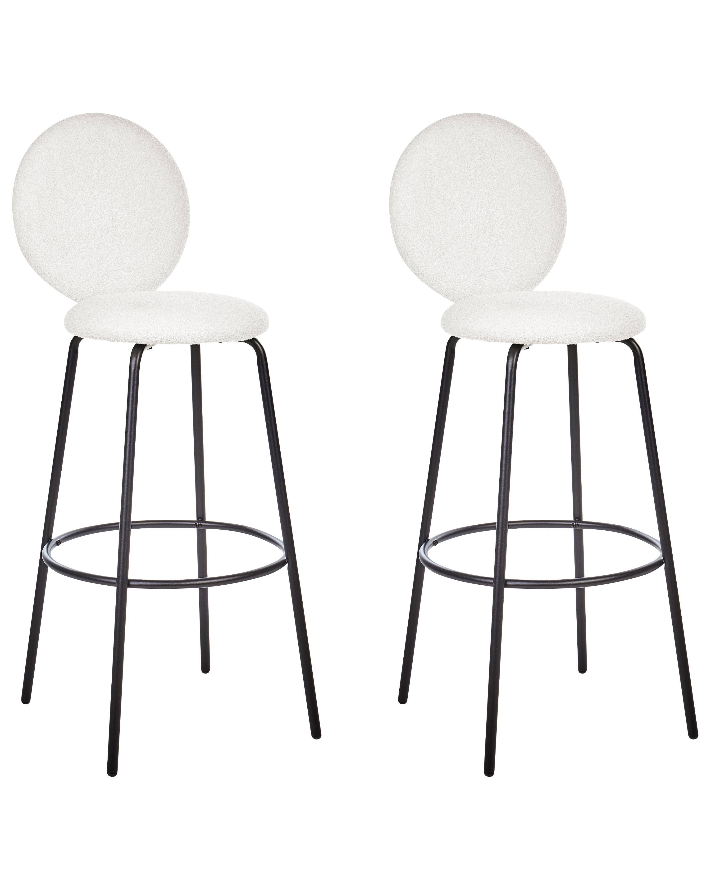 Set van 2 barstoelen EMERY Bouclé Wit