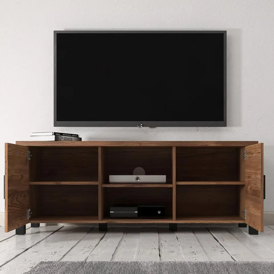 Meubella - TV-Meubel Olivia - Zwart - Eiken - 147 cm