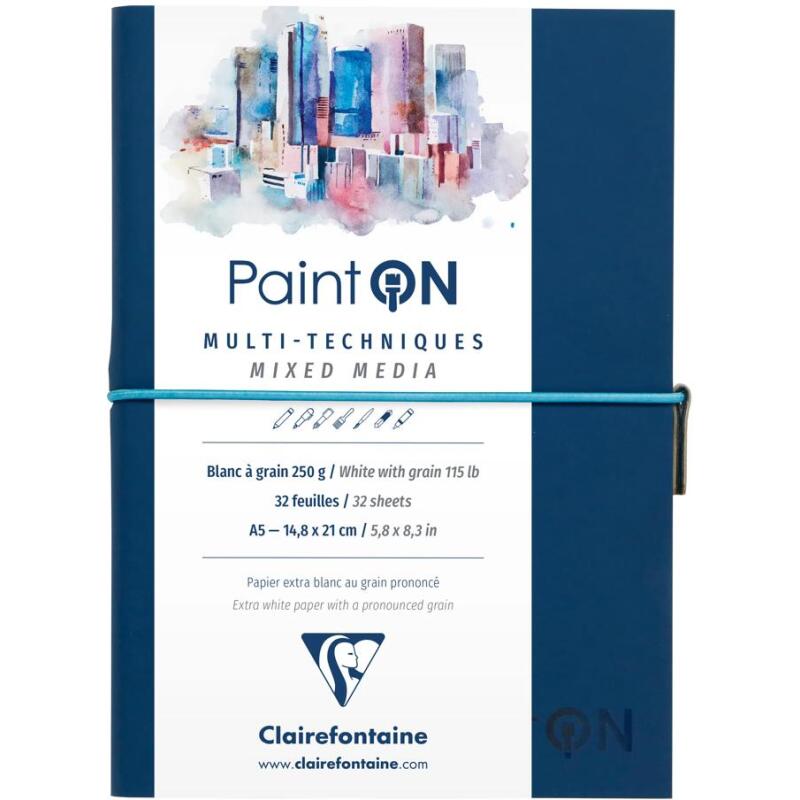 Paint'ON à grain carnet cousu 32F A5 250g - Bleu nuit