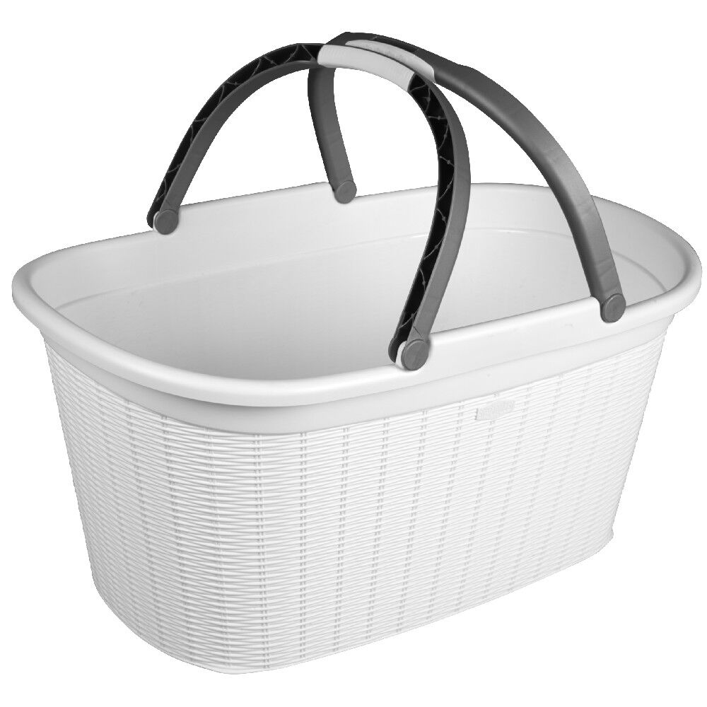 Panière à linge 35 L blanche effet osier