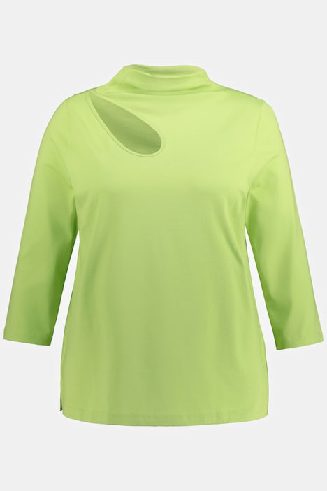 T-Shirt, Schlitze, Stehkragen, Classic, Biobaumwolle