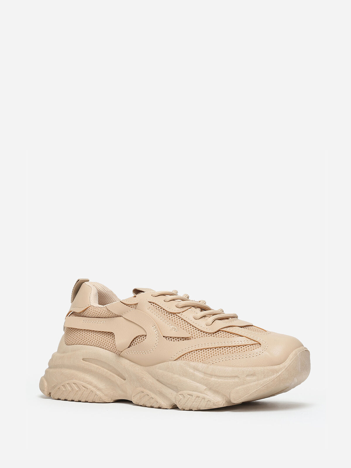 Baskets running à plateforme en reliefs- Taupe