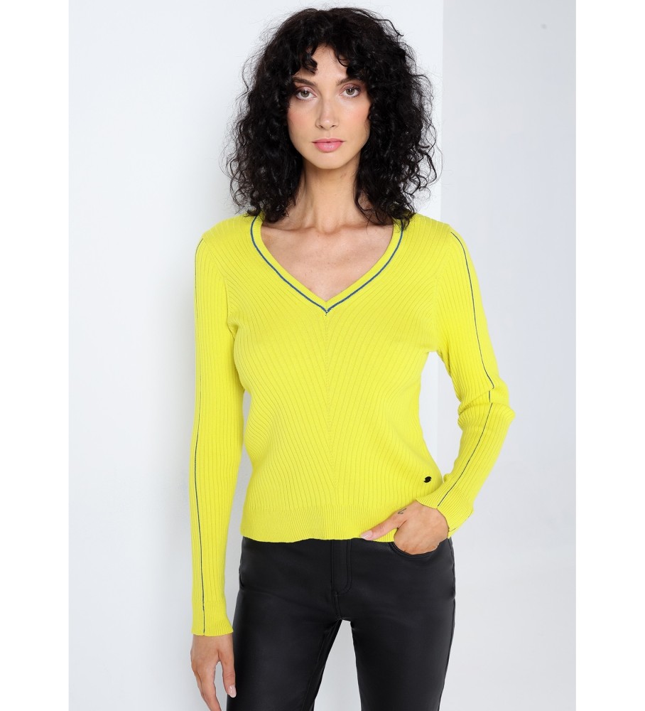 Victorio & Lucchino, camisa de malha amarela V&L com decote em V