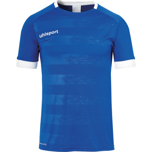 Camisa de manga curta da Divisão II, azul/branca, Uhlsport