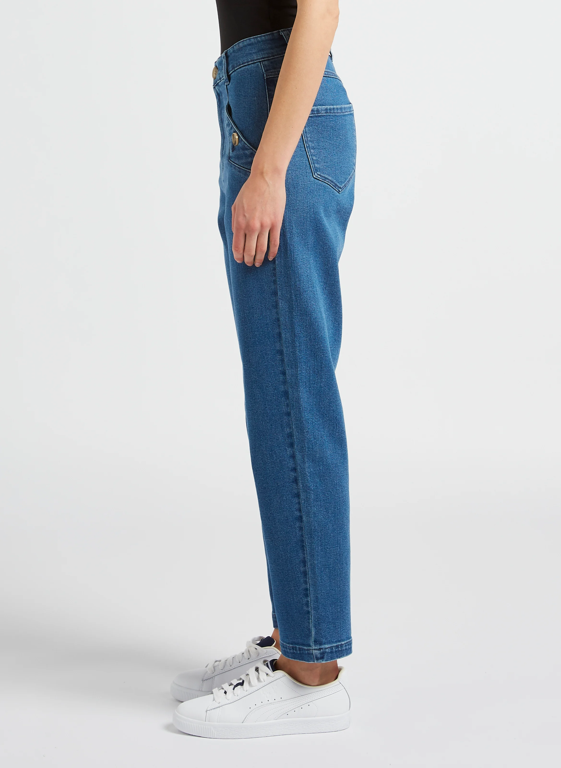 Jean boyfriend en coton stretch | Bleu