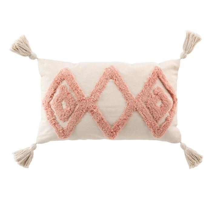 COUSSIN DEHOUSSABLE POMPONS 30X50CM TUFTE ATHENA MARSALA