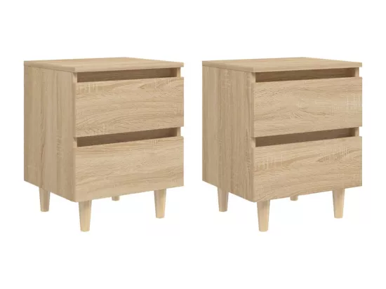 Prolenta Premium - Tables de chevet pieds en pin 2 pcs chêne sonoma 40x35x50 cm
