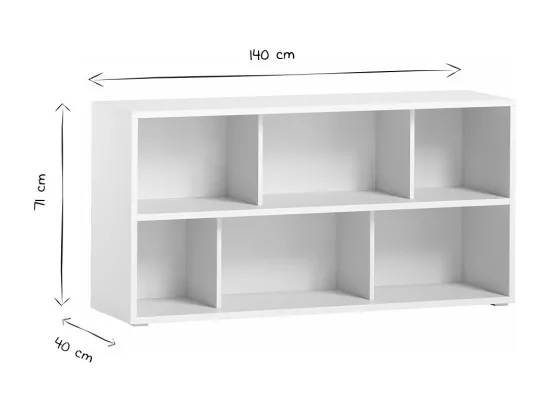 Bibliothèque basse finition bois blanc L140 cm EPURE
