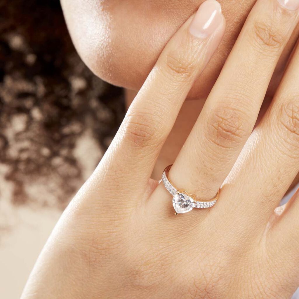 Solitaire Accompagné Or Jaune Kaylan Oxyde De Zirconium