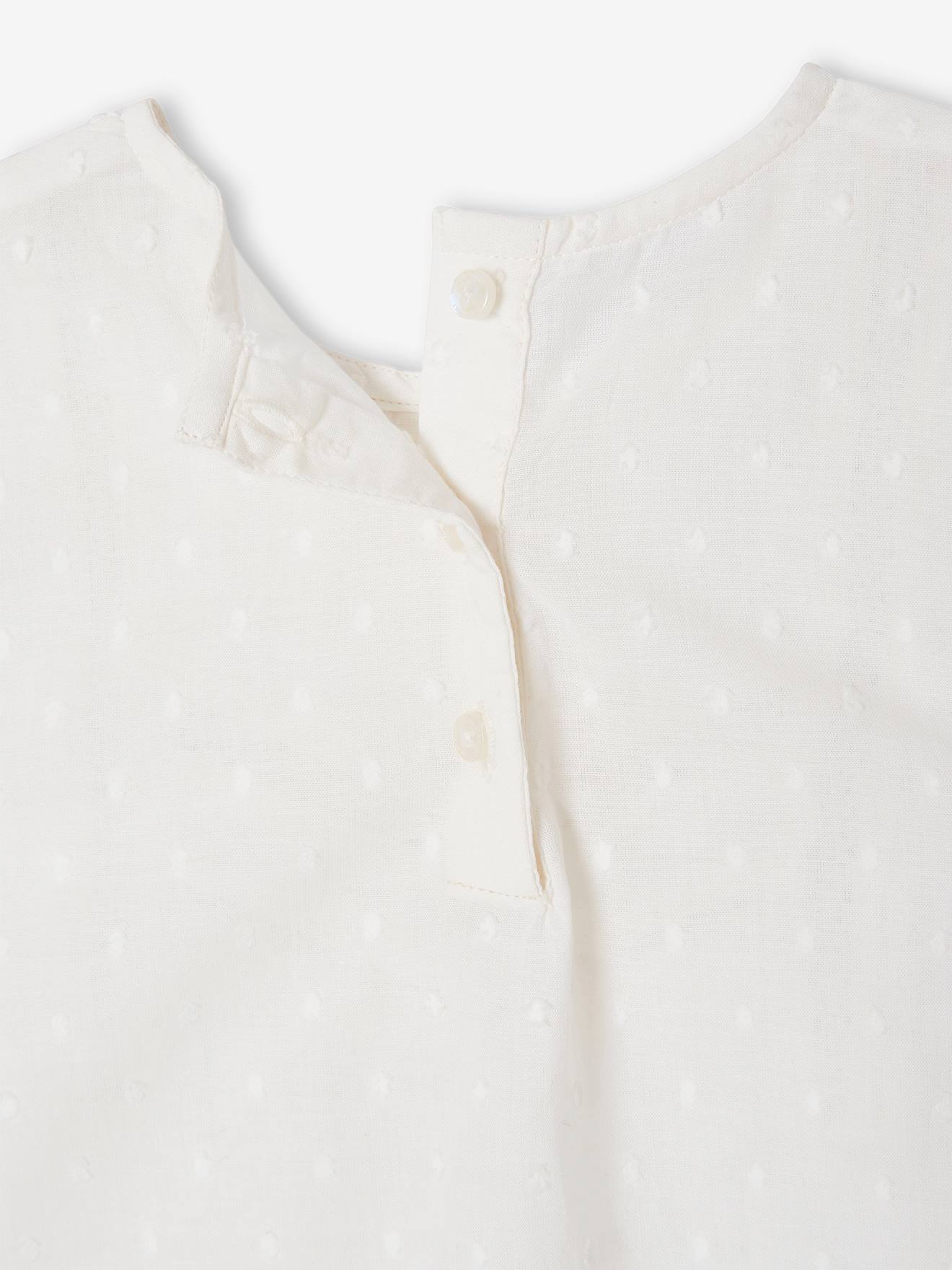 Blusa sem mangas com detalhes de fantasia para meninas, cor off-white