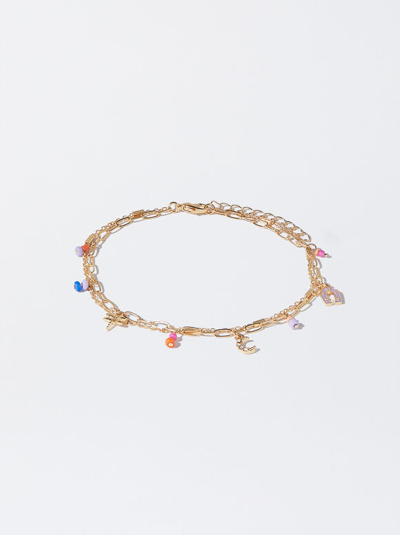 Pulseira/Tornozeleira com Berloques - Multicolorida