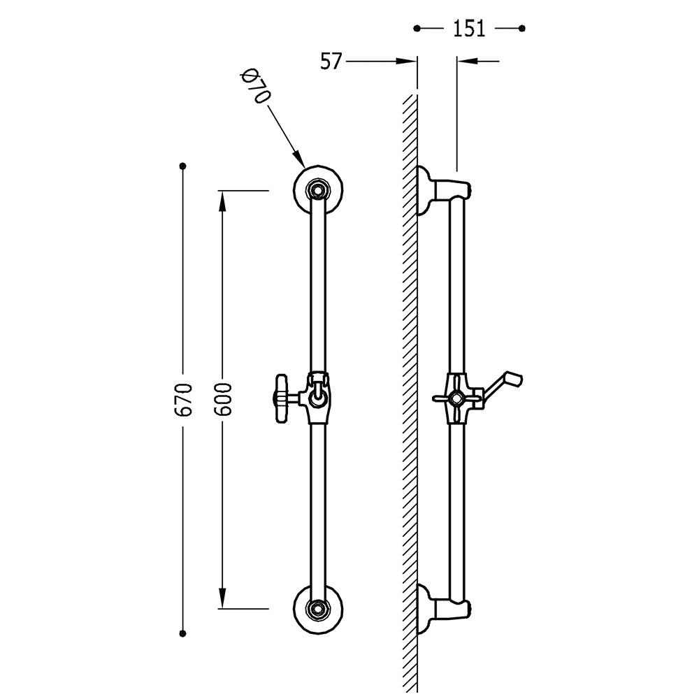 Tres Clasic glijstang 60cm mat verouderd messing