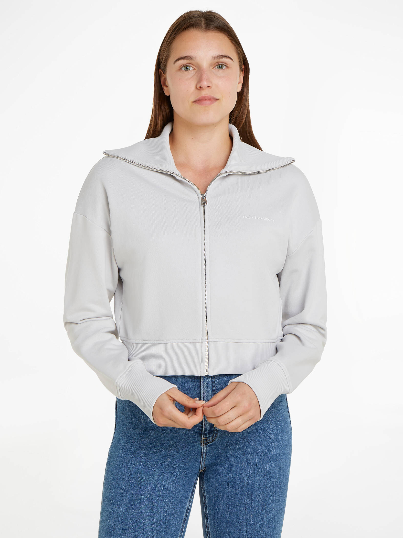 CALVIN KLEIN JEANS| Damen Sweatjacke aus Bio-Baumwolle
