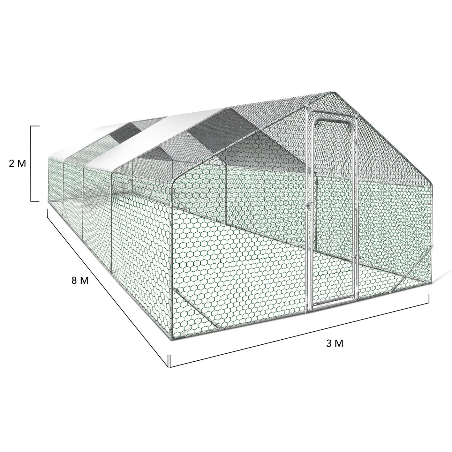 Enclos poulailler 24 m² parc grillagé 8x3 M acier galvanisé