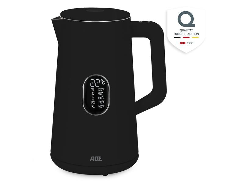 ADE Wasserkocher KG2100-2 1.5 l, Schwarz Wasserkocher mit Temperatureinstellung