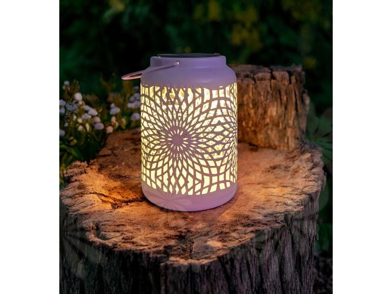 Dameco Laterne Muster Rosa LED Solar Laterne