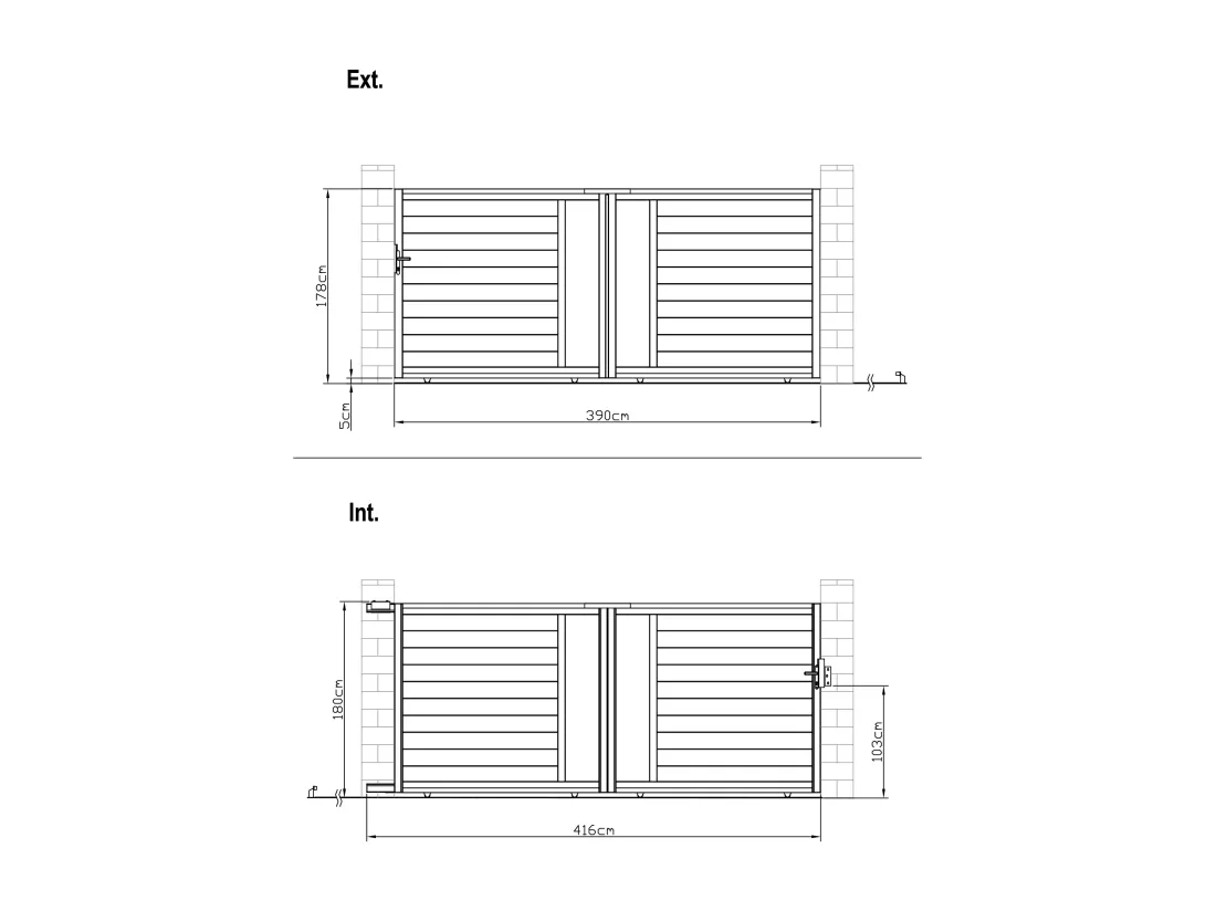 Portail coulissant aluminium semi plein à motifs L416 x H180 cm anthracite GREGOR